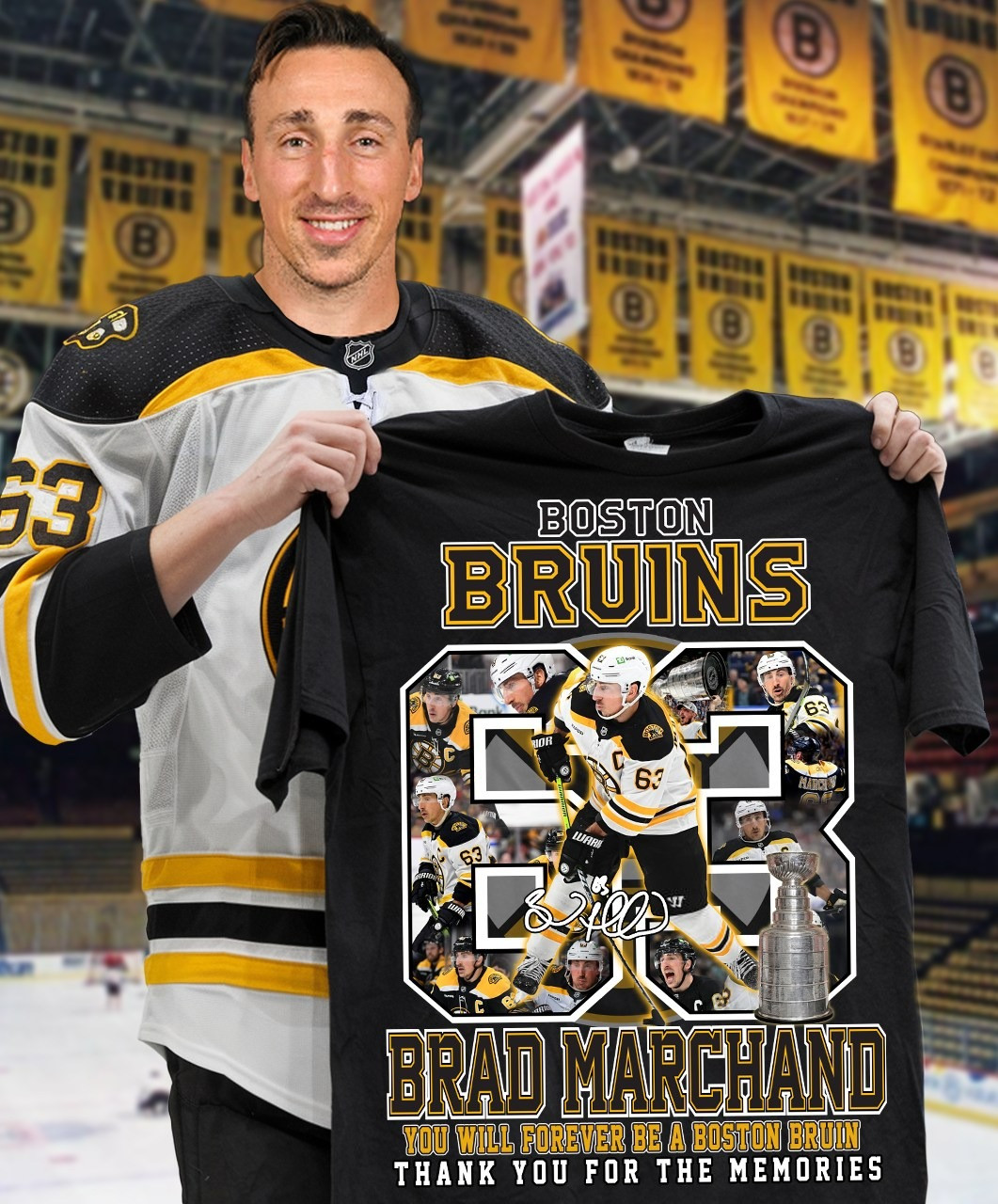 Brad Marchand Boston Bruins T-Shirt Thank You For The Memories Hockey Fan Gift Ideas