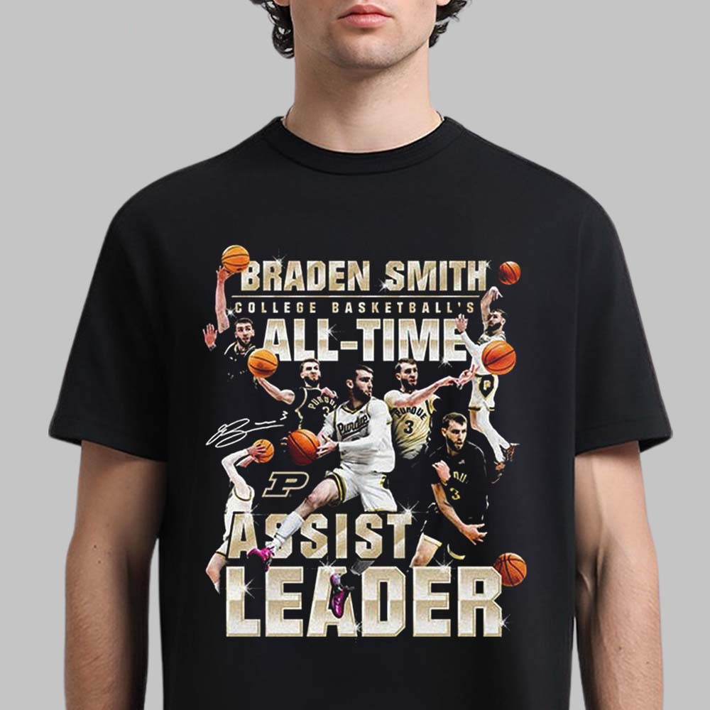 Braden Smith Purdue Boilermakers T-Shirt College Basketball 2026 All Time Assist Leader Shirt