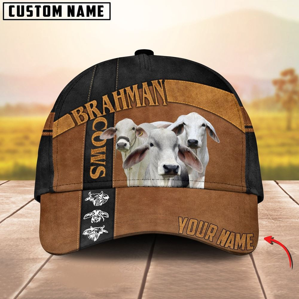 Brahman Black Traffic Line Leather Pattern Customized 3D Cap Farmer Baseball Cap Gift For Farmer