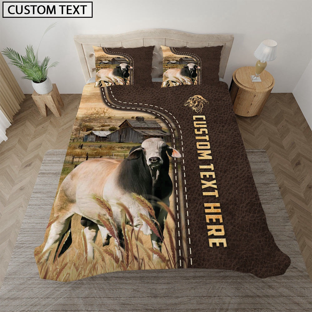 Brahman Custom Text Leather Pattern Bedding Set Thoughtful Wedding Gifts