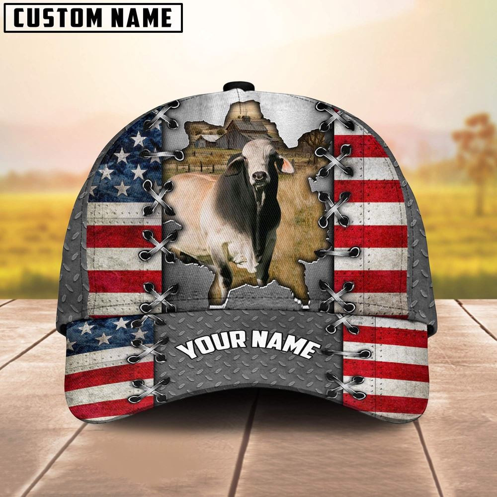 Brahman Customized Name US Flag Cap Farm Cap Farmer Baseball Cap Gift For Farmer