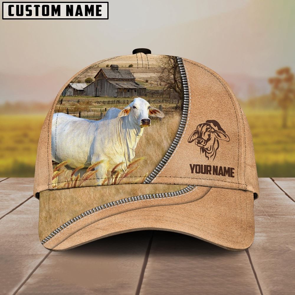 Brahman Farming Light Brown Customized Name Cap Farmer Baseball Cap Gift For Farmer