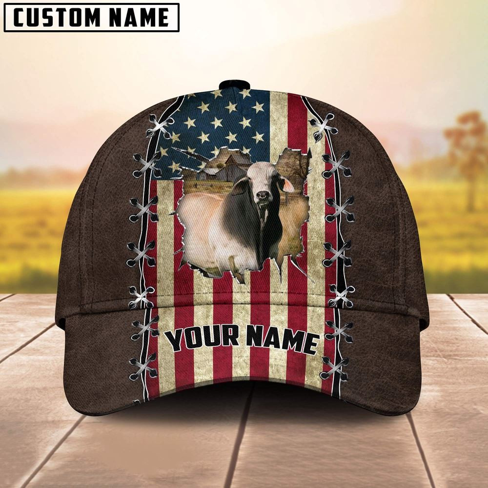 Brahman Flag Customized Name Denim Cap Farm Cap Farmer Baseball Cap Gift For Farmer