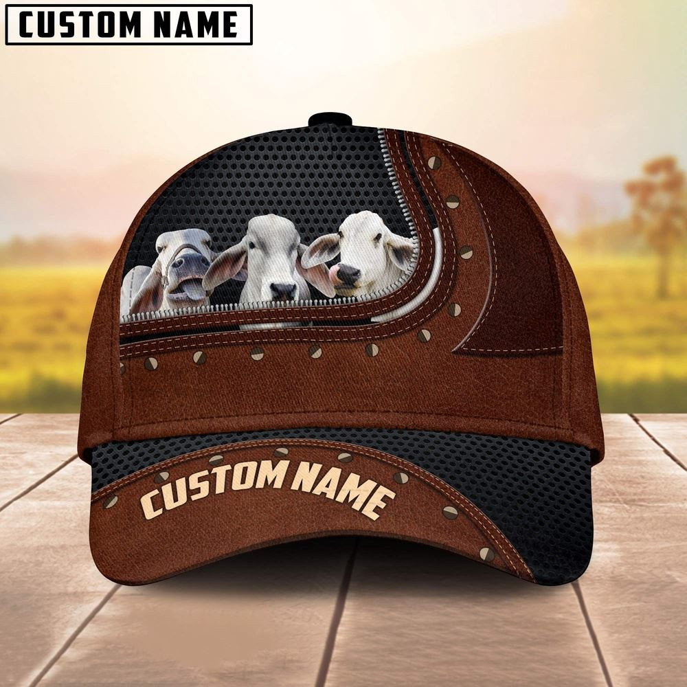 Brahman Happiness Zipper Pattern Customized Name Cap Farmer Baseball Cap Gift For Farmer