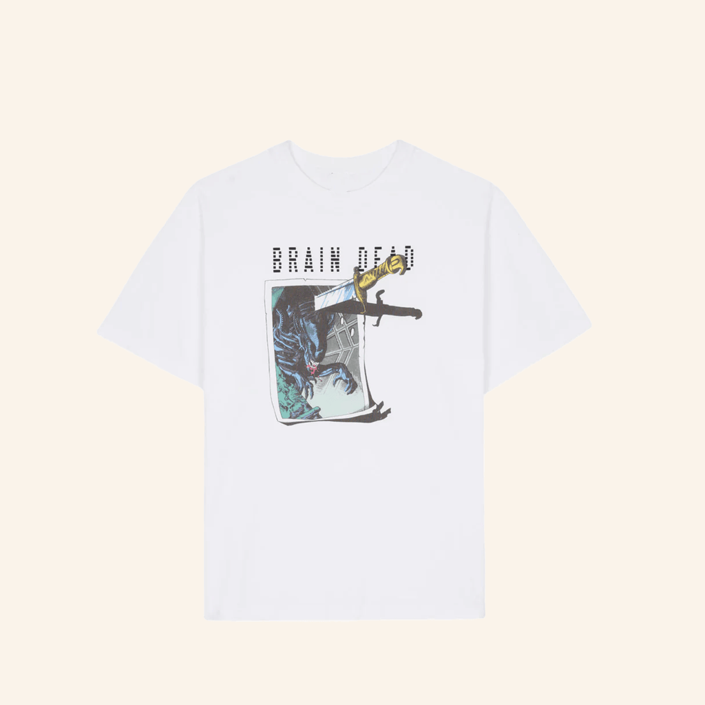 Brain Dead Merch Brain Dead X Aliens Target Practice T-Shirt White Best Gifts For Husband