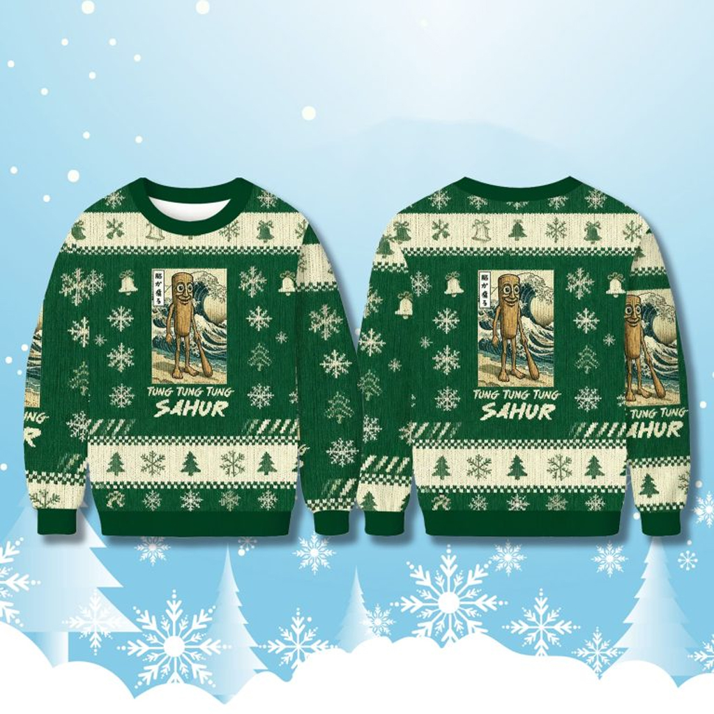 Brainrot Tung Tung Tung Sahur Ugly Christmas Sweater Christmas Gift Ideas For Friends
