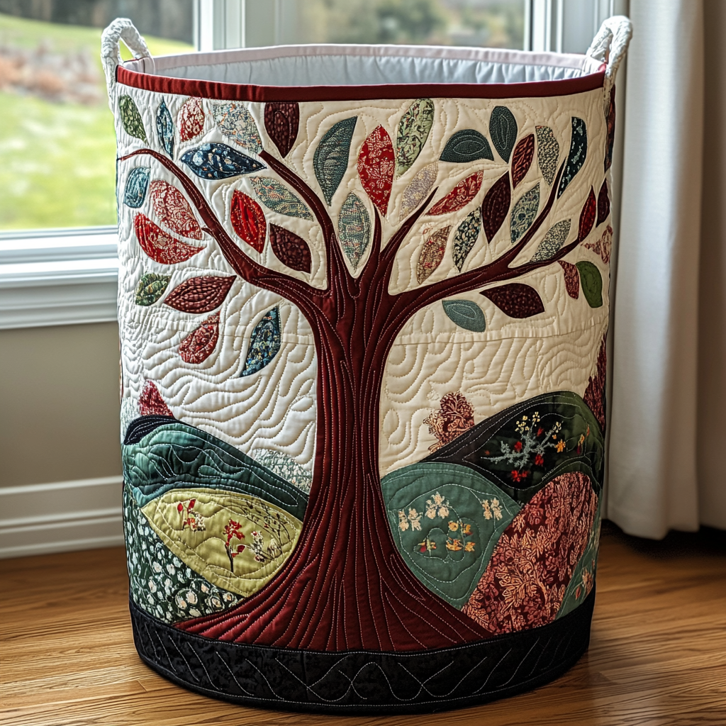 Branch Harmony Quilted Laundry Basket Summer Merch Vibes