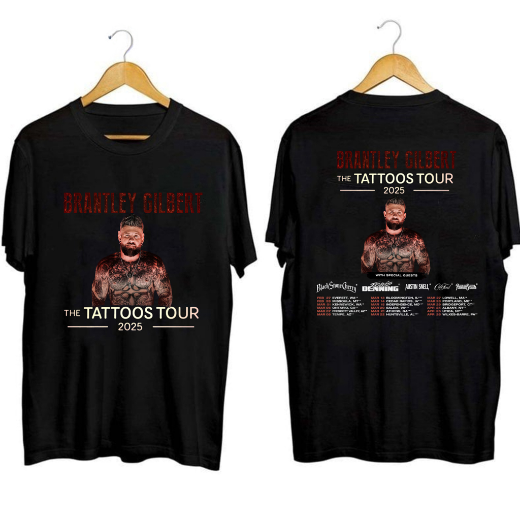 Brantley Gilbert Tattoos Tour Shirt Brantley Gilbert Merch Presents For Music Lovers