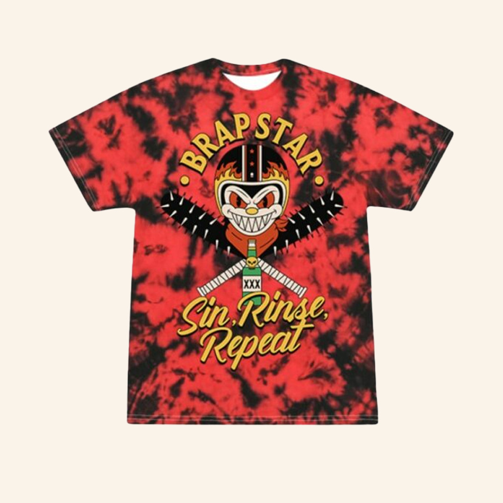 Brapstar Merch Sin Rinse Repeat Tie Dye T-Shirt Xmas Gifts For Friends