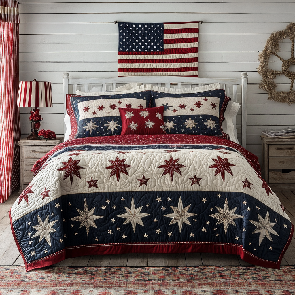 Brave America Quilted Bedding Set Luxury Bed Sheet Gift Set for Ultimate Comfort