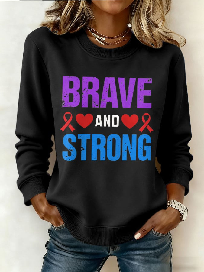 Brave And Strong Stroke Awareness Sweatshirt Stroke Awareness Clothing Best Gift For Her