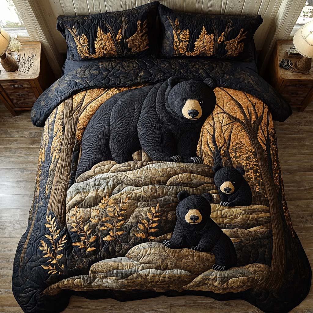 Brave Bear Quilted Bedding Set Holiday Duvet Covers Best Gifts For Bear Lovers Men
