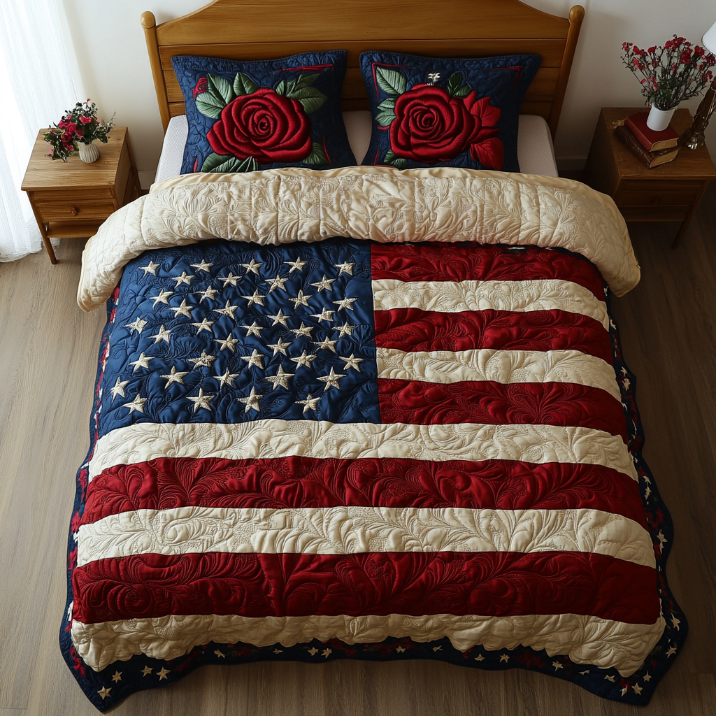 Brave Beauty Quilted Bedding Set Bed Decorations Gifts For A Patriotic Person