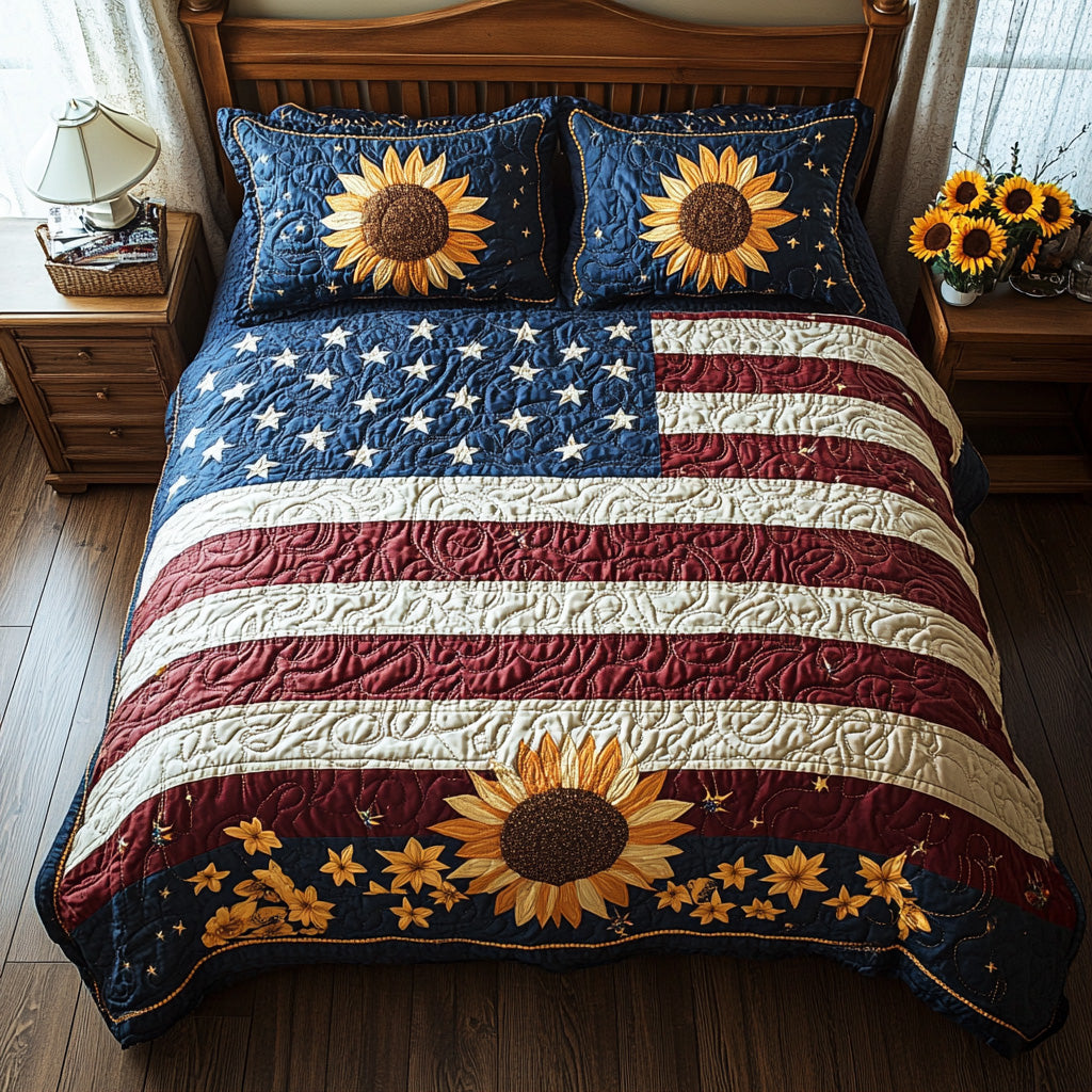 Brave Blossoms Quilted Bedding Set Patriotic Room Ideas Family Christmas Present Ideas
