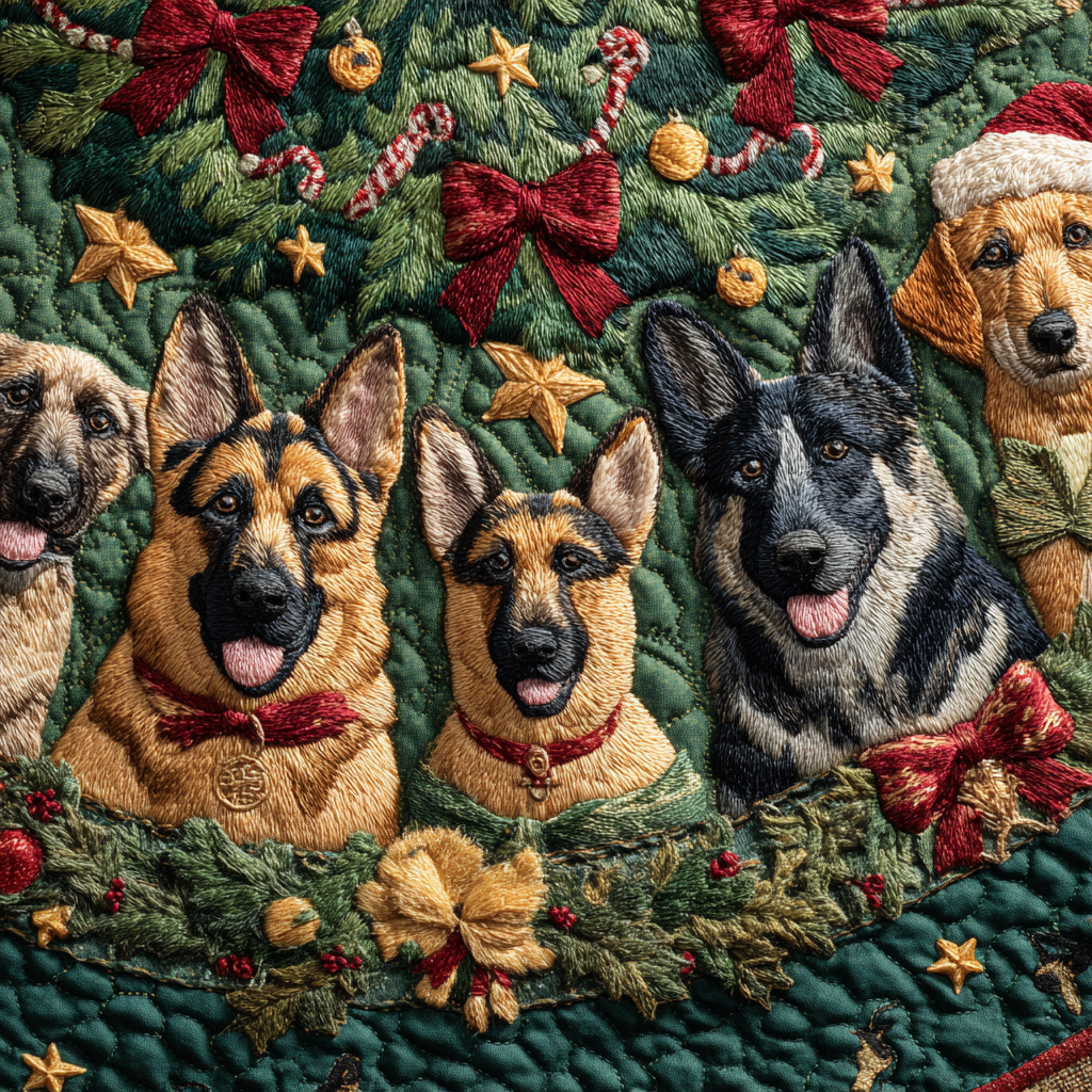 Brave German Shepherd Christmas Quilted Tree Skirt Xmas Decorations German Shepherd Gifts For Her