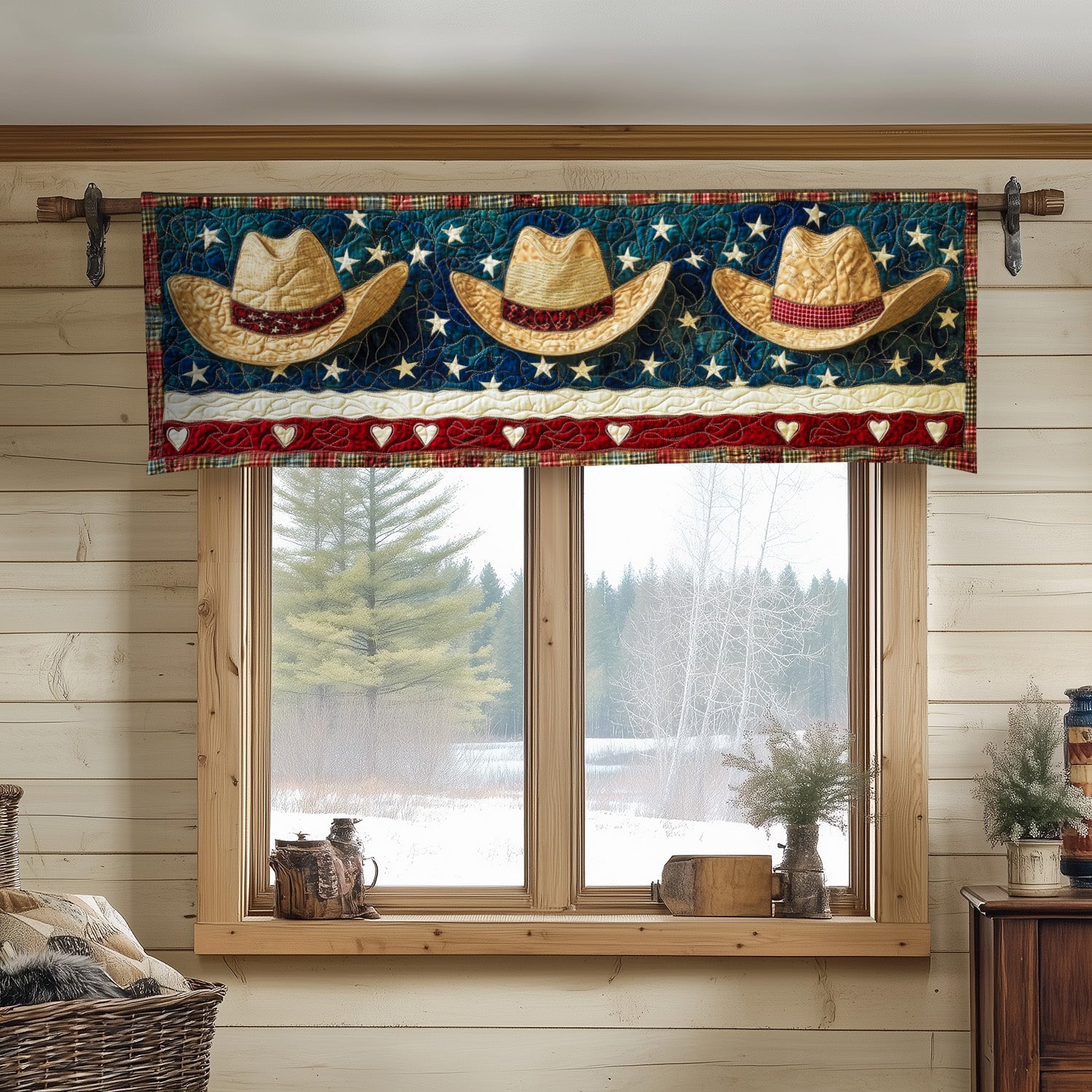 Brave Hat Days Quilted Valance Entryway Decor Cowboy Themed Gifts