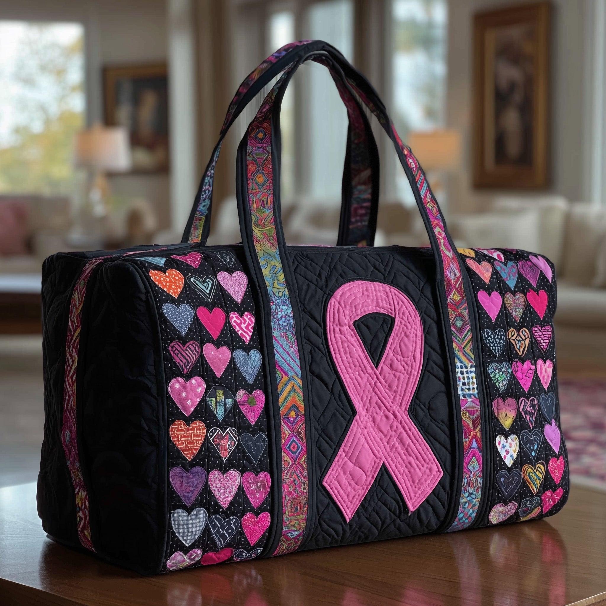 Brave Heart Ribbon Quilted Duffle Bag Easter Gift Idea