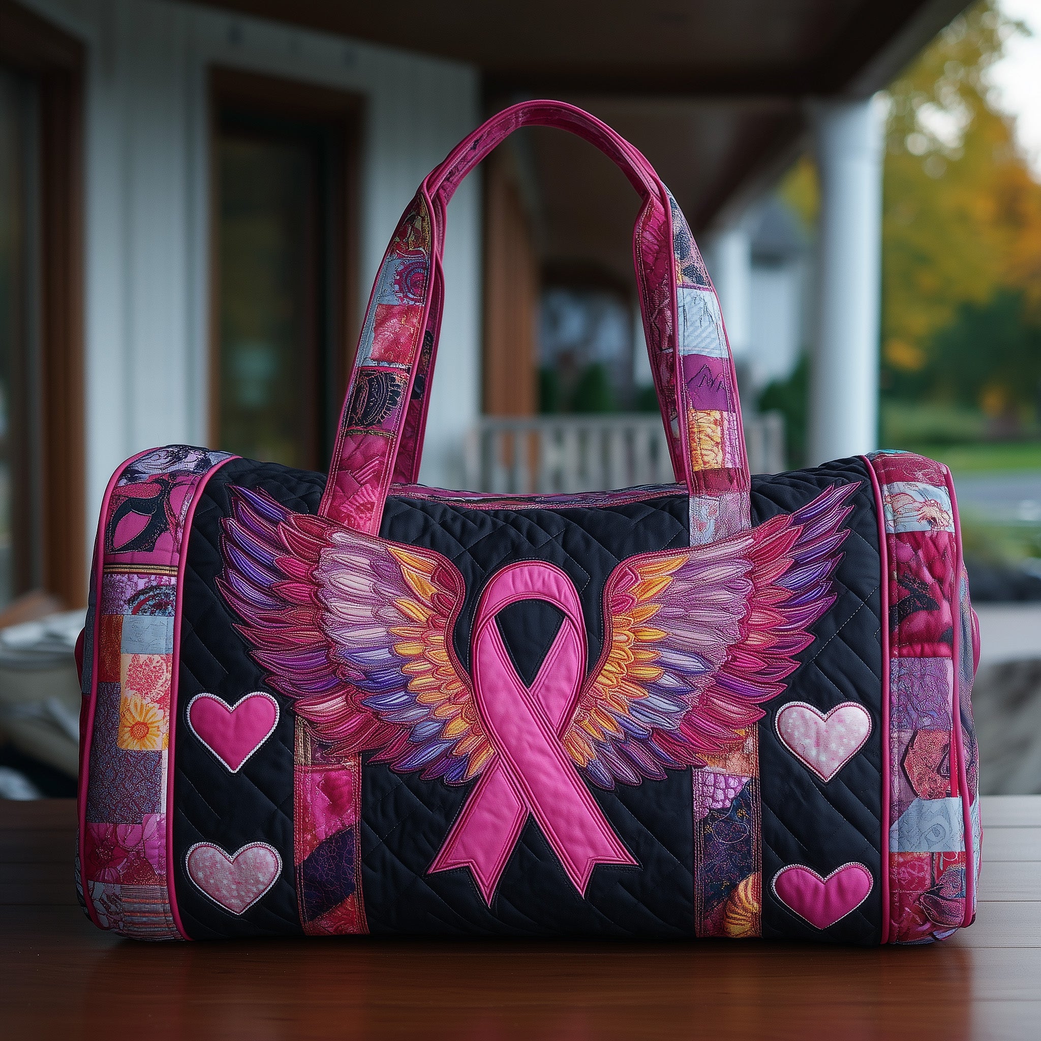 Brave Heart Ribbon Quilted Duffle Bag Halloween Gift Idea