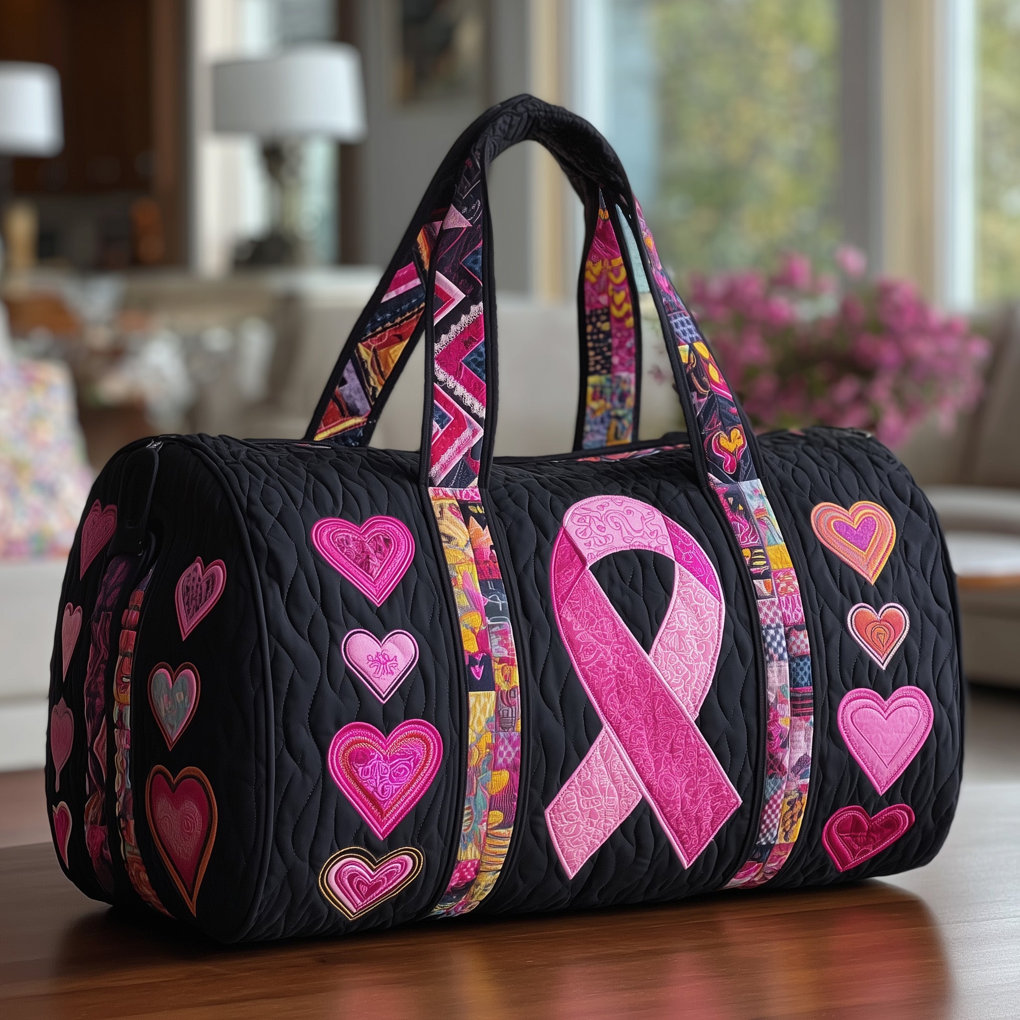 Brave Heart Ribbon Quilted Duffle Bag Independence Day Gift Idea