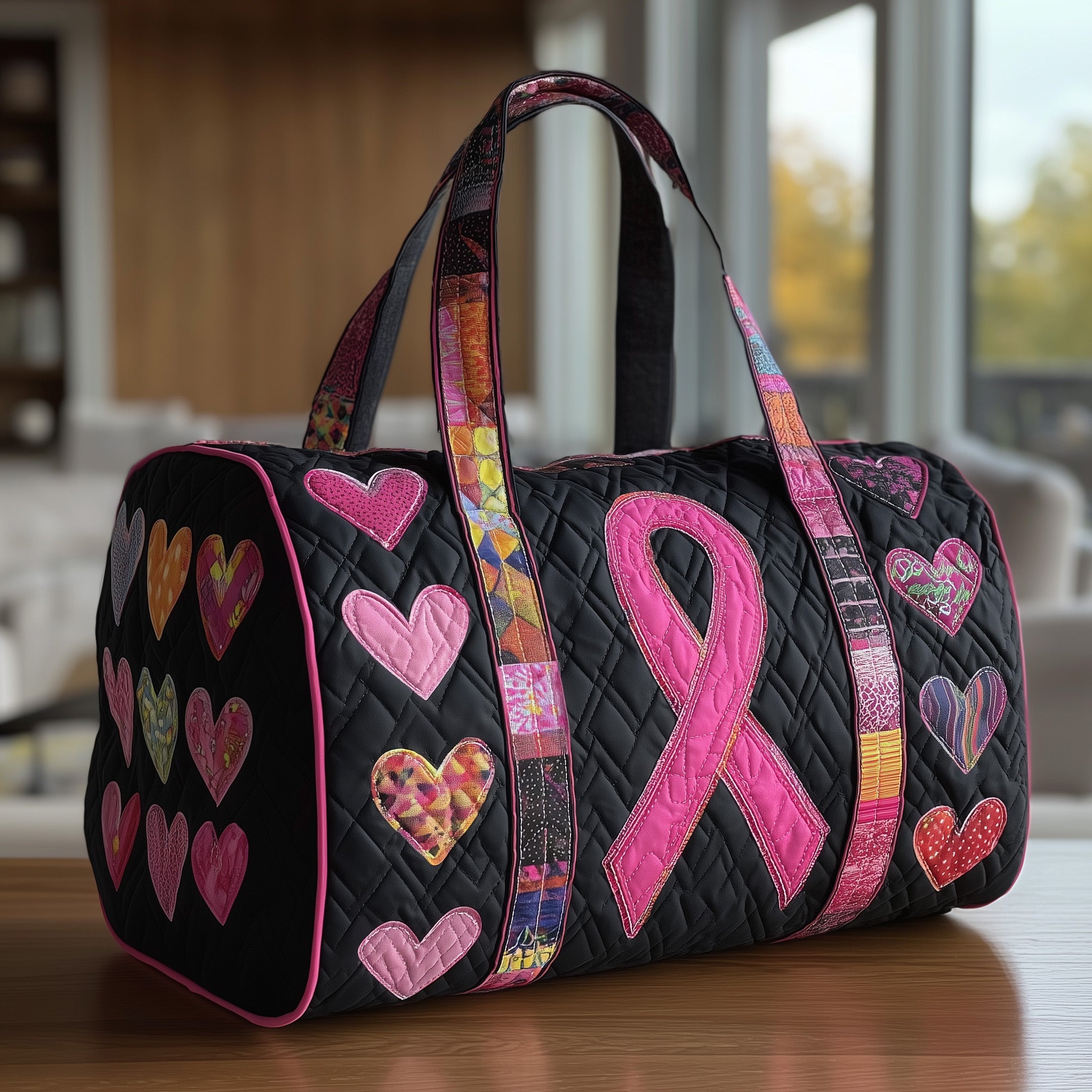 Brave Heart Ribbon Quilted Duffle Bag Thanksgiving Gift Idea