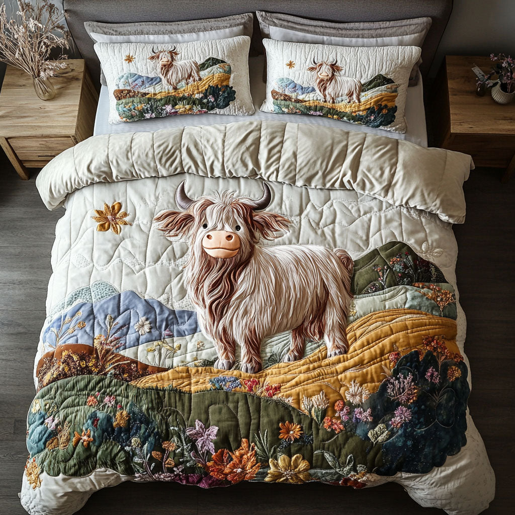 Brave Highlander Quilted Bedding Set Lightweight Duvet Cover Set for Year-Round Comfort