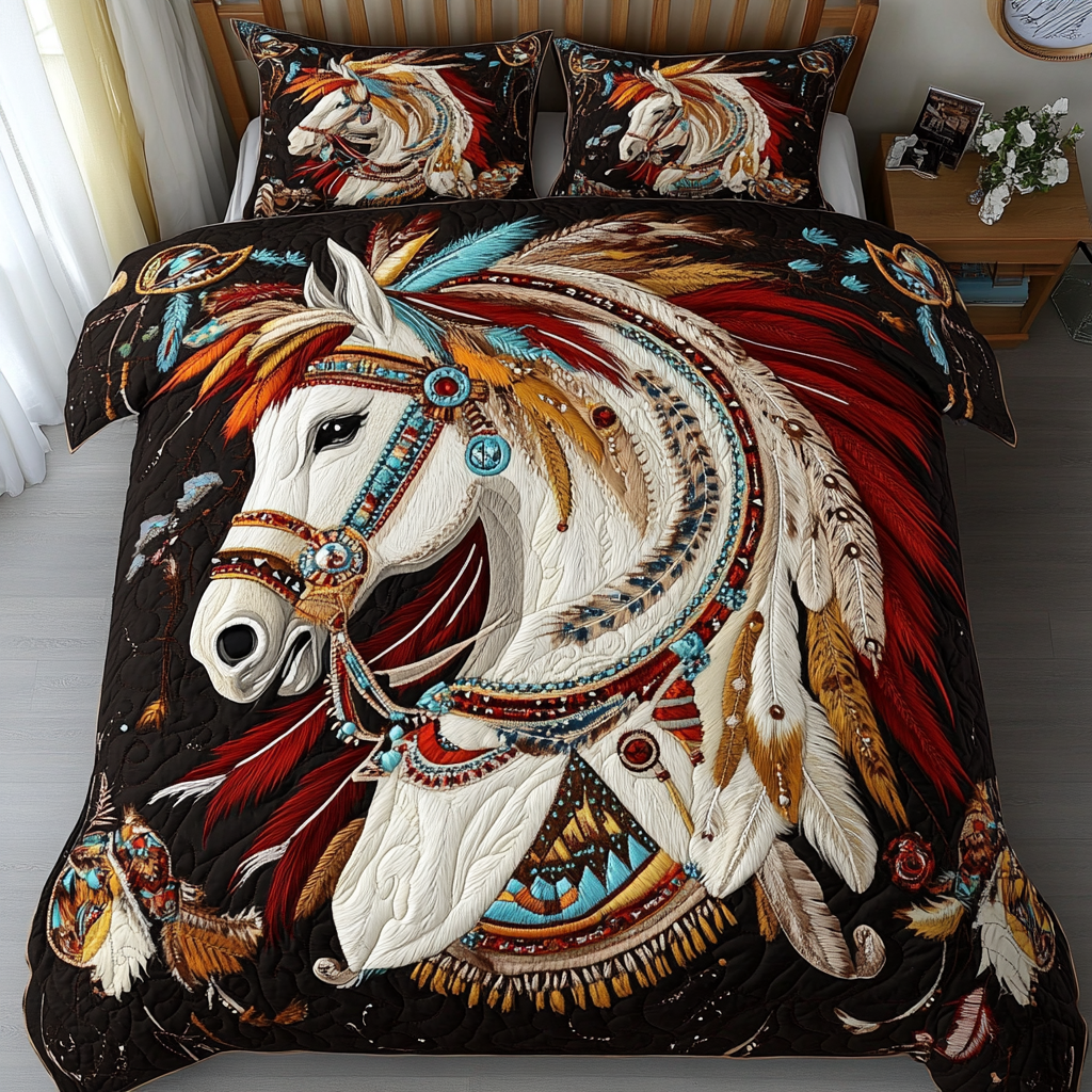 Brave Horse Quilted Bedding Set Best Comforter Sets Christmas Gifts For Horse Trainers