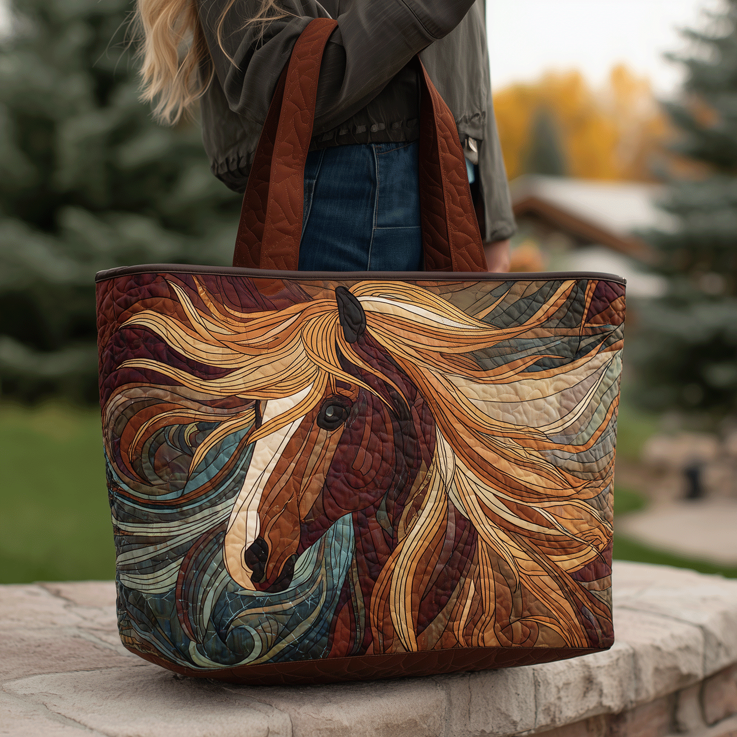 Brave Horse Quilted Tote Bag Christmas Presents For Horse Lovers