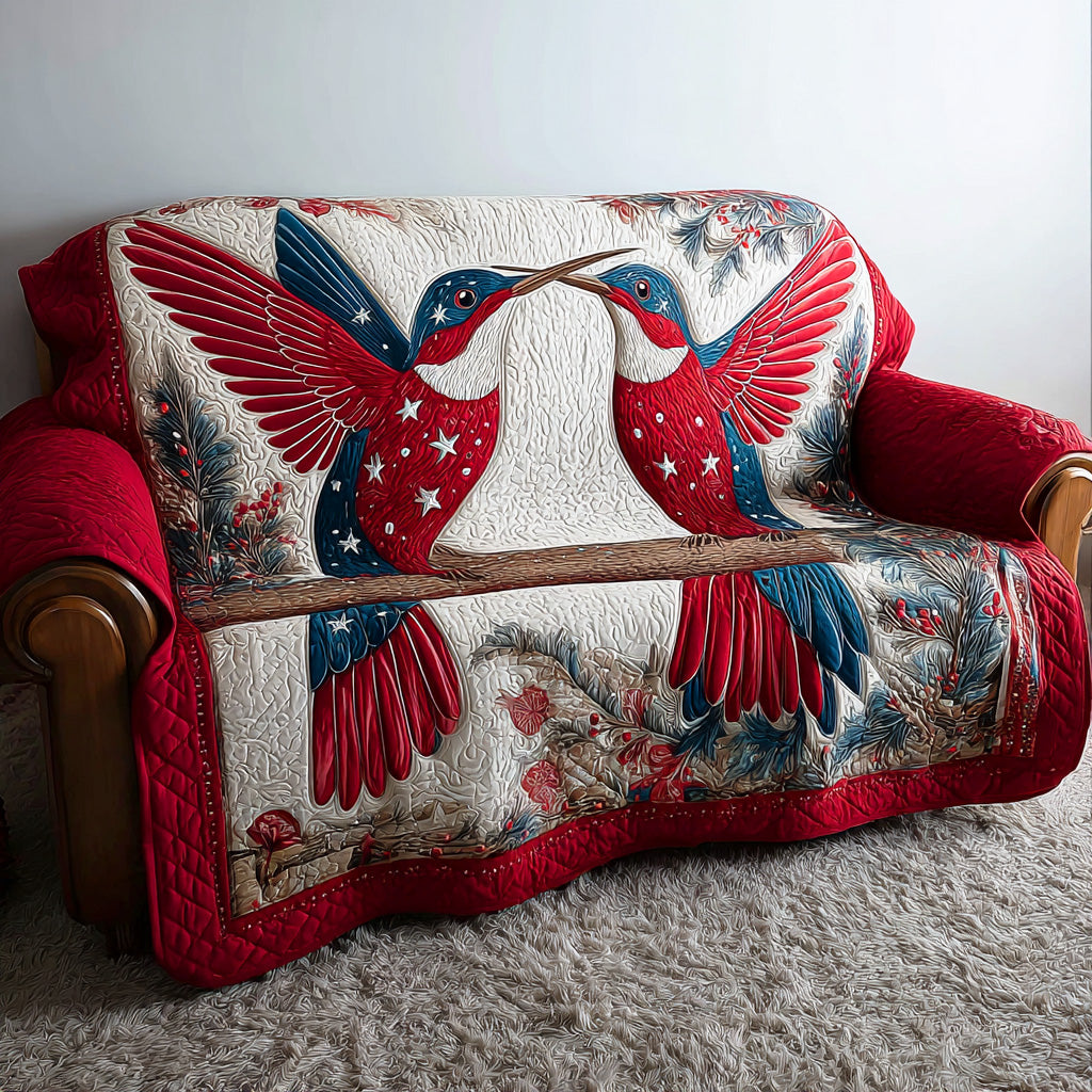 Brave Hummingbirds Quilted Sofa Cover Sofa Seat Covers Patriotic Gifts For Him