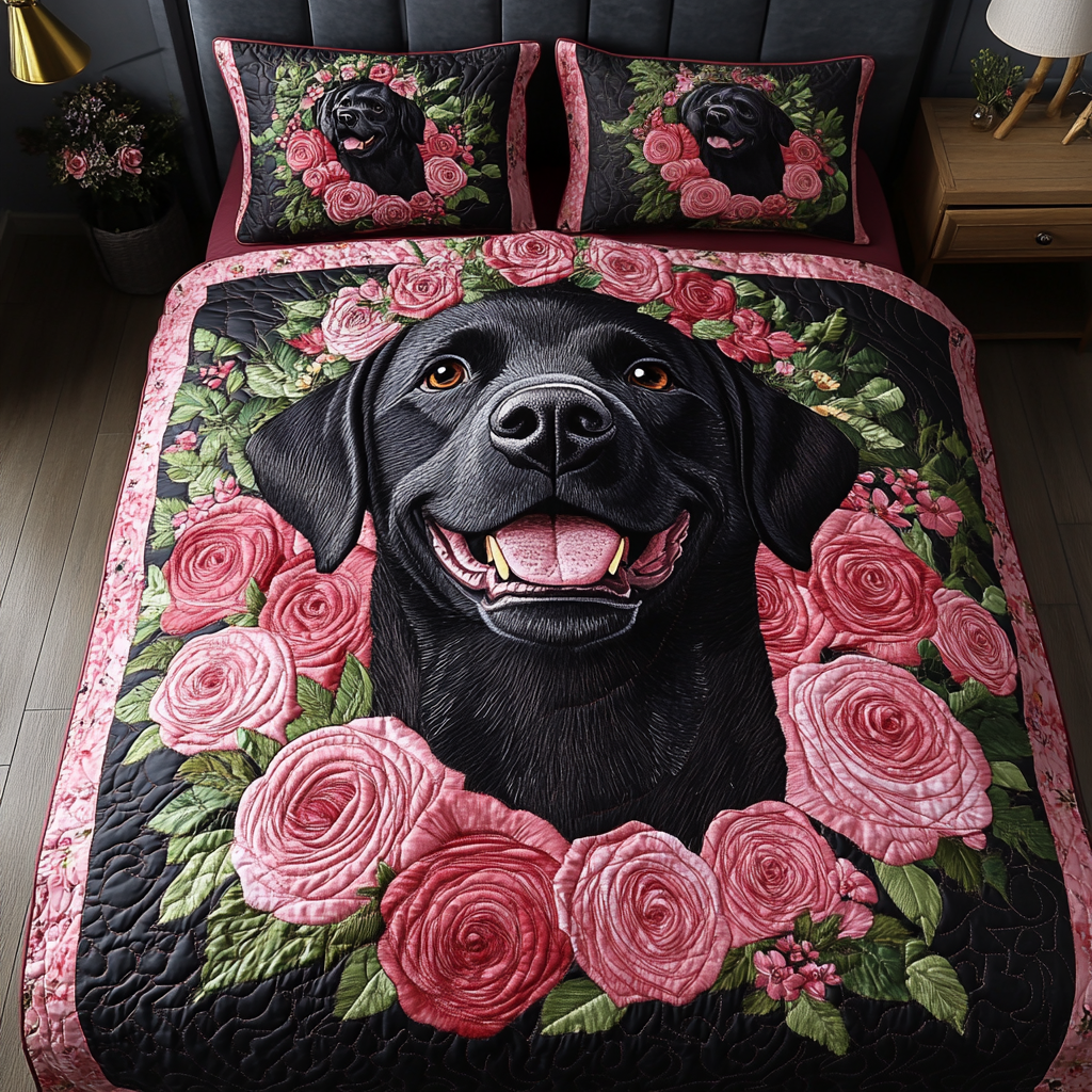Brave Labrador Quilted Bedding Set Best Christmas Duvet Cover Set Gifts For Labrador Retriever Lovers