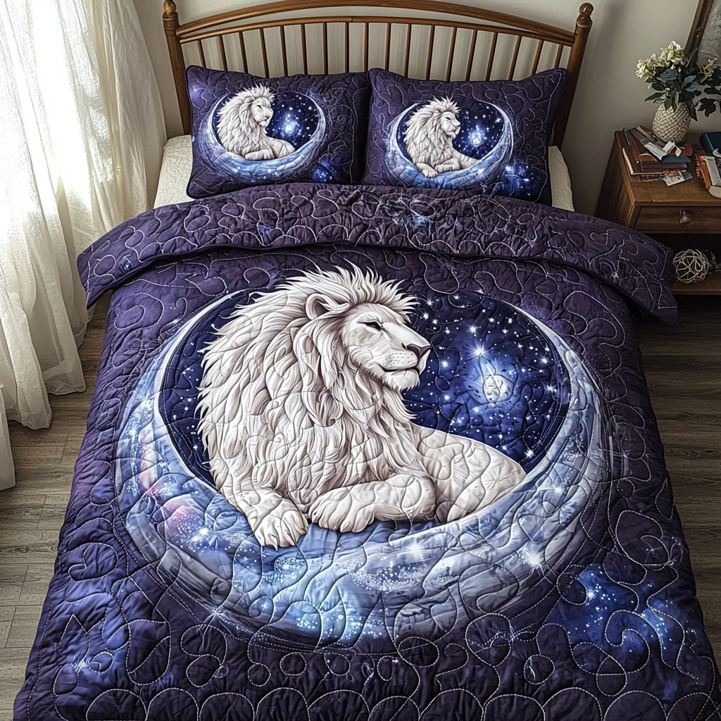 Brave Lion Quilted Bedding Set Cozy Bedroom Decor Christmas Gift For Lion Lovers