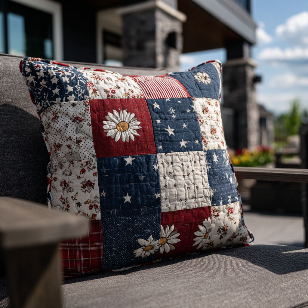 Brave Nation Patchwork Quilted Pillow Case Decorative Pillow Cases Unique Patriotic Gifts