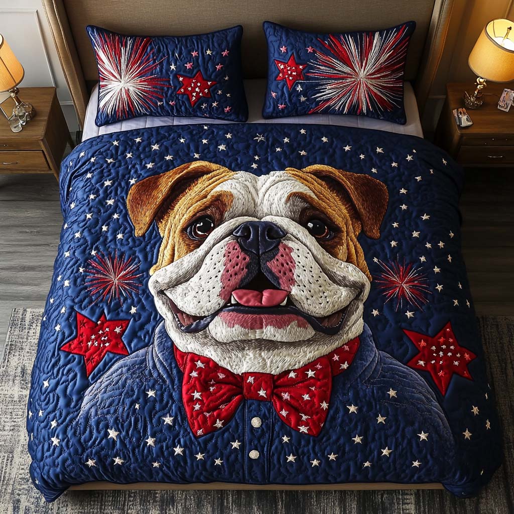 Brave Pup Spirit Quited Bedding Set Lightweight Duvet Cover Set for Year-Round Comfort