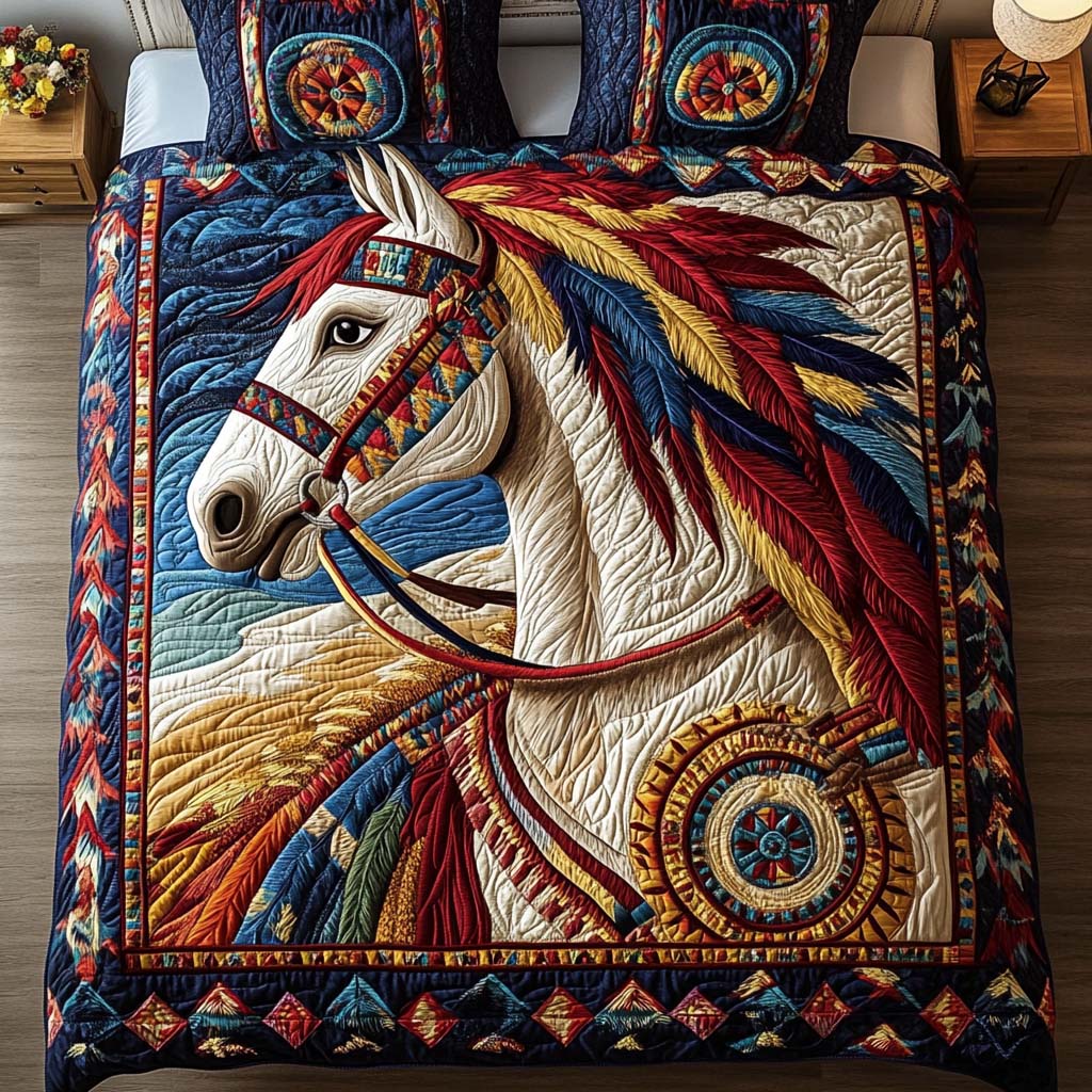 Brave Spirit Quilted Bedding Set Best Bed Sheet Set Native American Gift Ideas