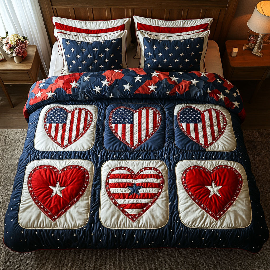 Braveheart Stars Quilted Bedding Set Best Bedspread Set Patriotic Gifts For Men