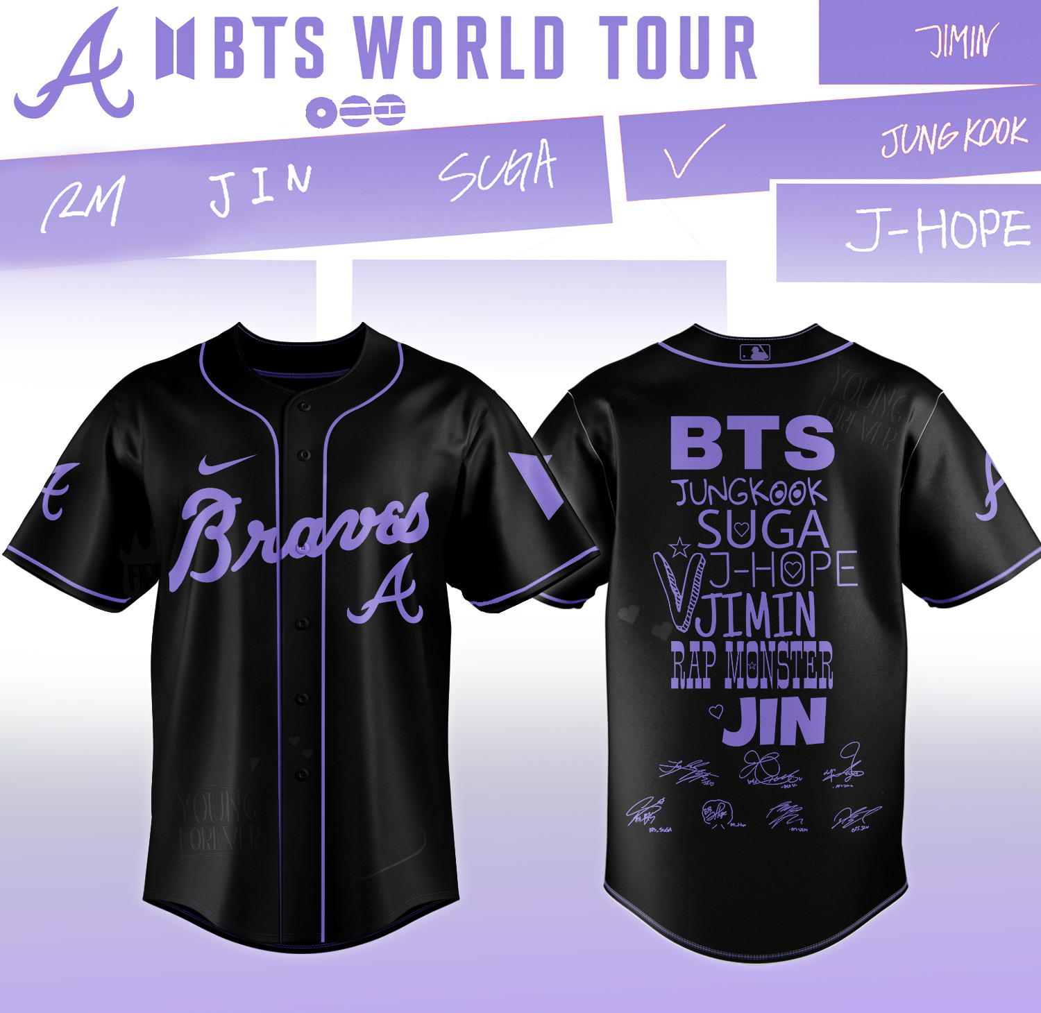Braves x BTS Arirang World Tour 2026 Jersey 2026 MLB Playoffs Merch Baseball Lover Gift For Army