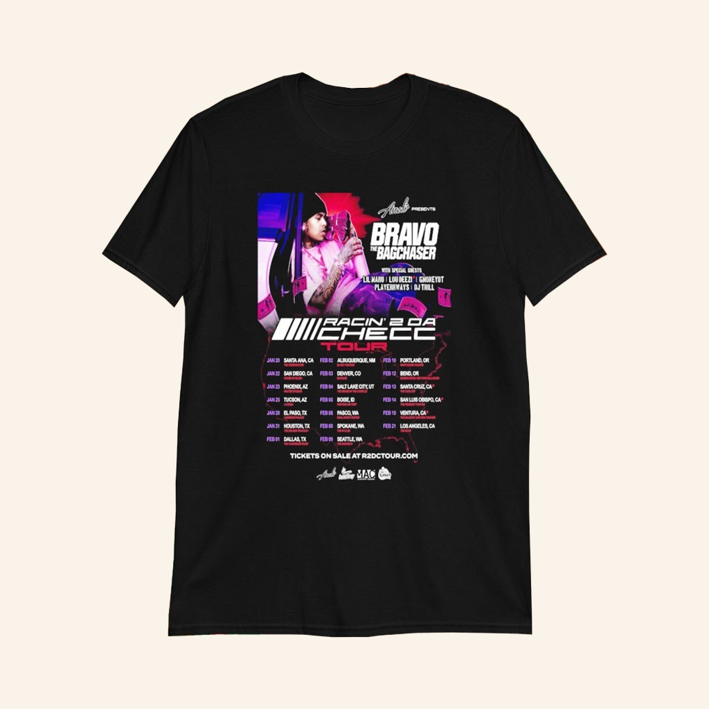 Bravo The Bagchaser R2DC Tour 2026 Dates T-shirt Bravo The Bagchaser Merch Fans Gifts