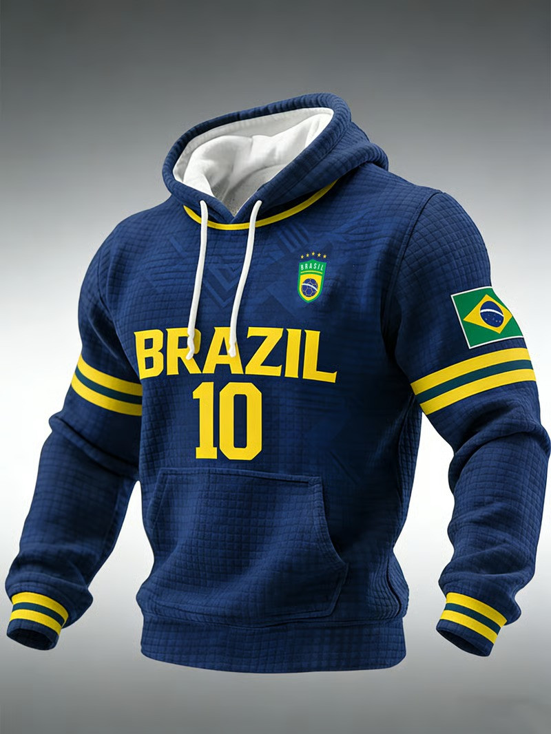 Brazil 10 Hoodie World Cup 2026 Fan Gear Football Soccer Pullover Gift For Brazil Supporters