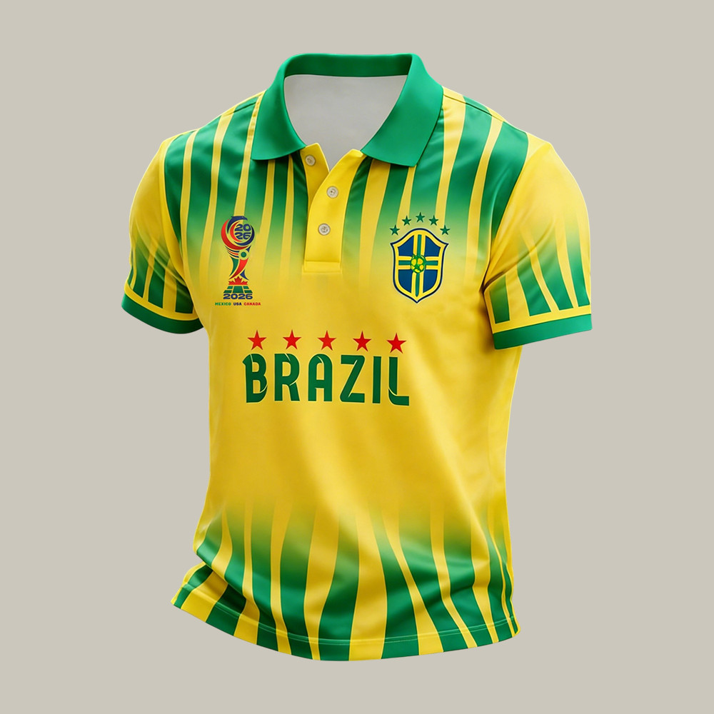 Brazil 2026 FIFA World Cup Polo Shirt Game Day Shirt Soccer Lover Gift For Father's Day