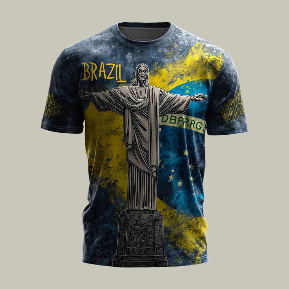 Brazil Christ The Redeemer T-Shirt 2026 World Cup Clothes Soccer Lover Present For Dad