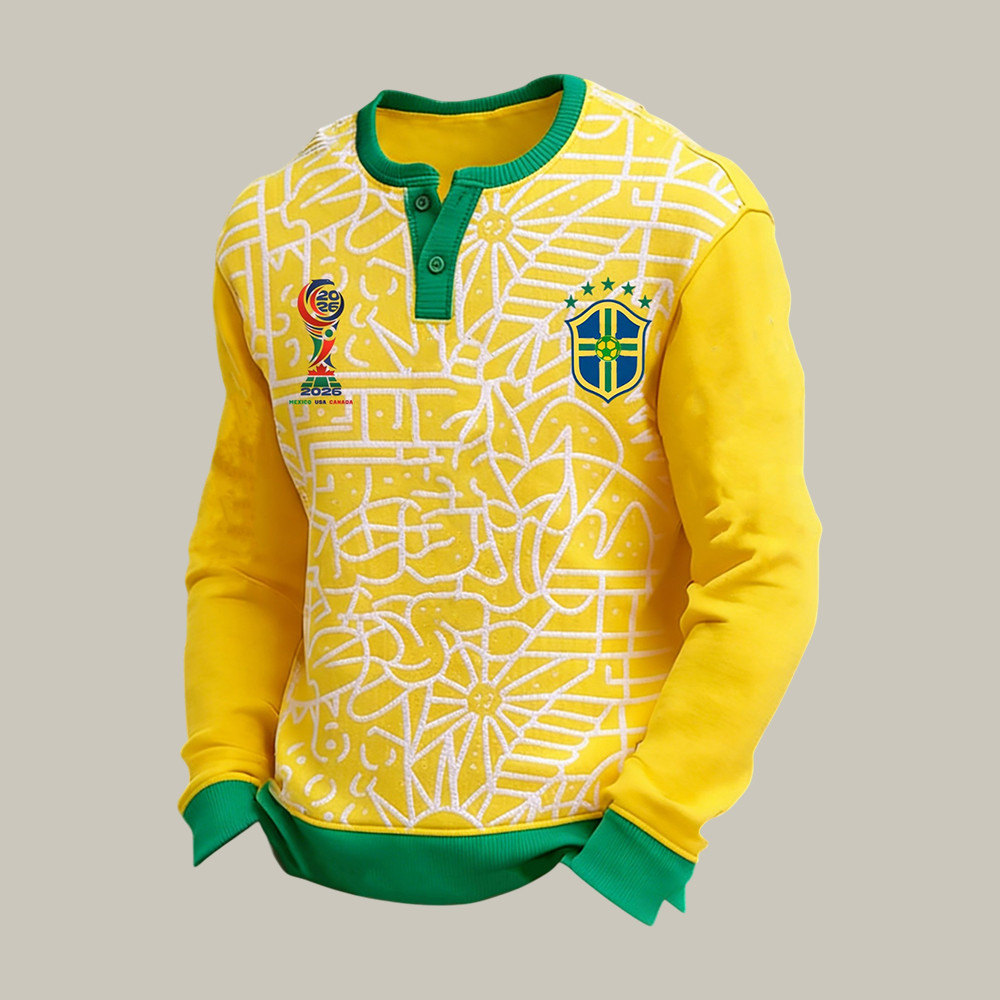 Brazil FIFA Club World Cup Bracket Button Long Sleeve Shirt Game Day Clothing Soccer Lover Gift