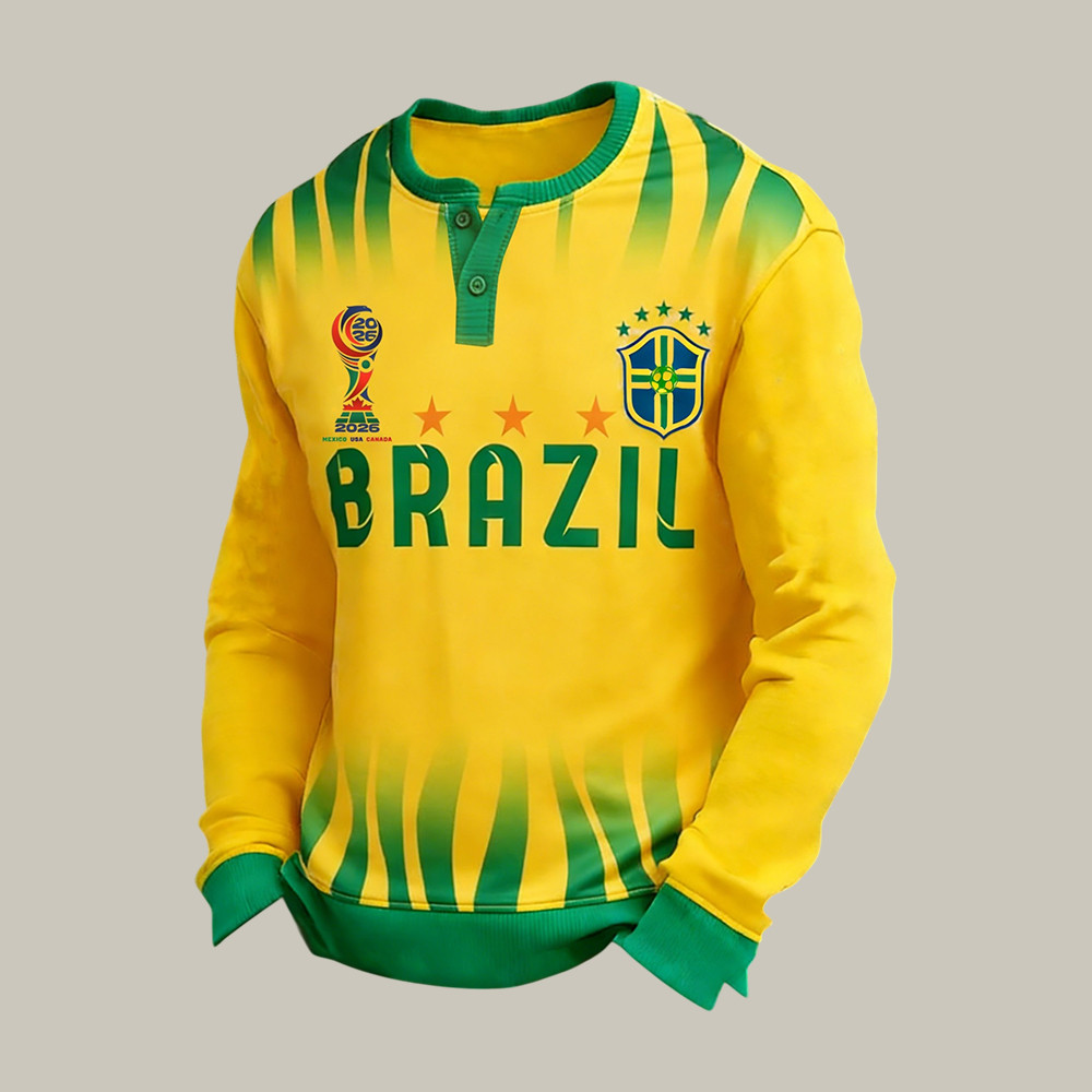Brazil FIFA World Cup Team Button Long Sleeve Shirt World Cup 2026 Apparel Best Fan Gift