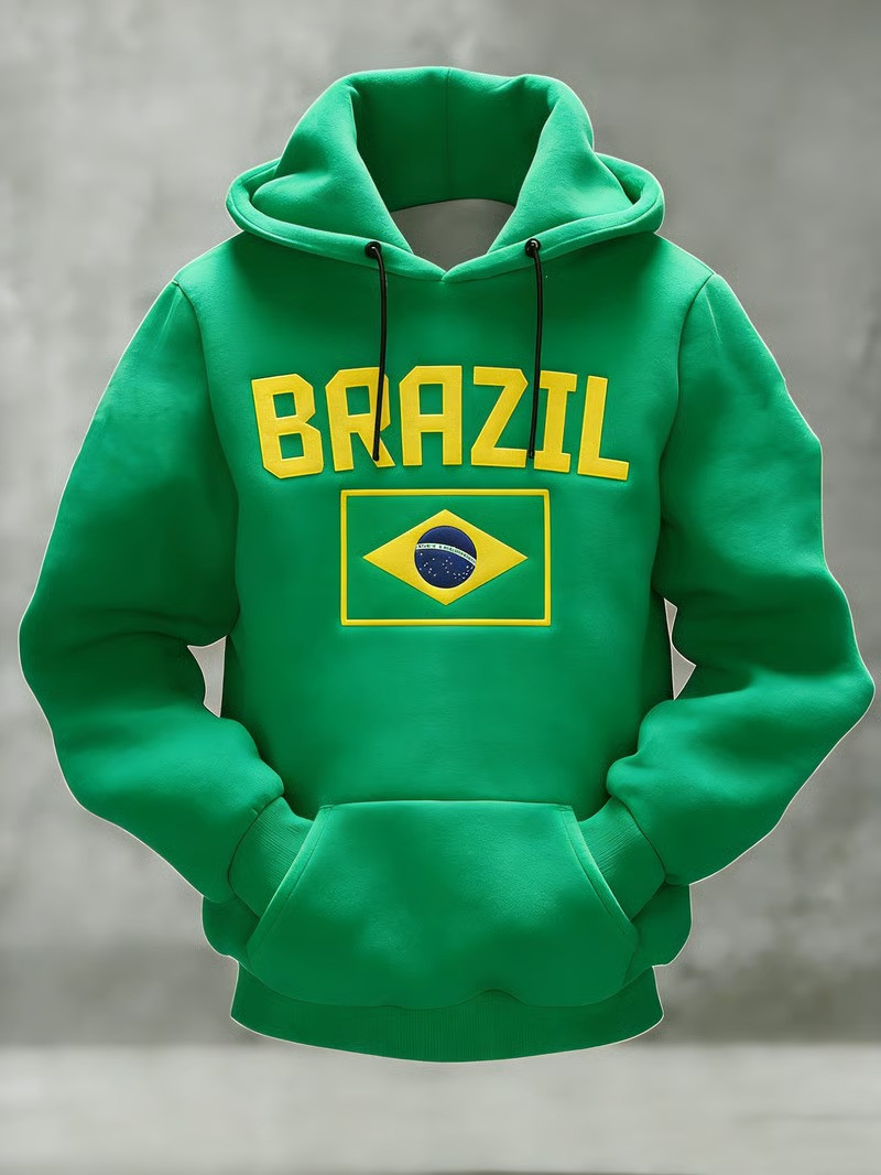 Brazil Green Hoodie World Cup 2026 Soccer Fan Gear CBF Flag Clothing Gift For Football Fans