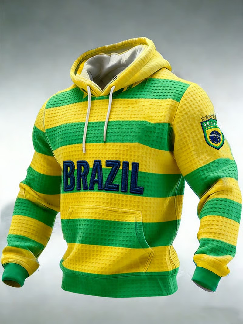 Brazil Selecao World Cup 2026 Hoodie Striped Football Fan Gear Clothing Gift For Soccer Lovers