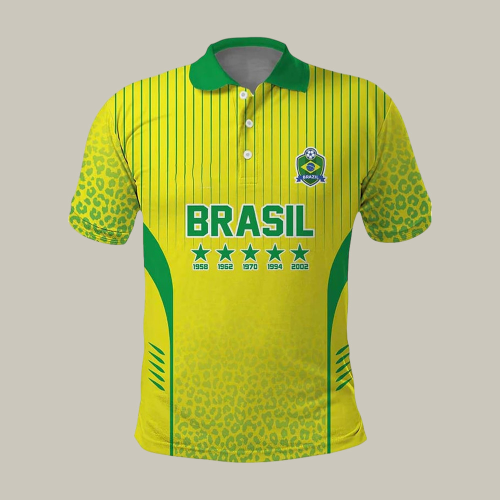 Brazil Soccer Pattern Polo Shirt FIFA World Cup 2026 Clothes Gift For Father