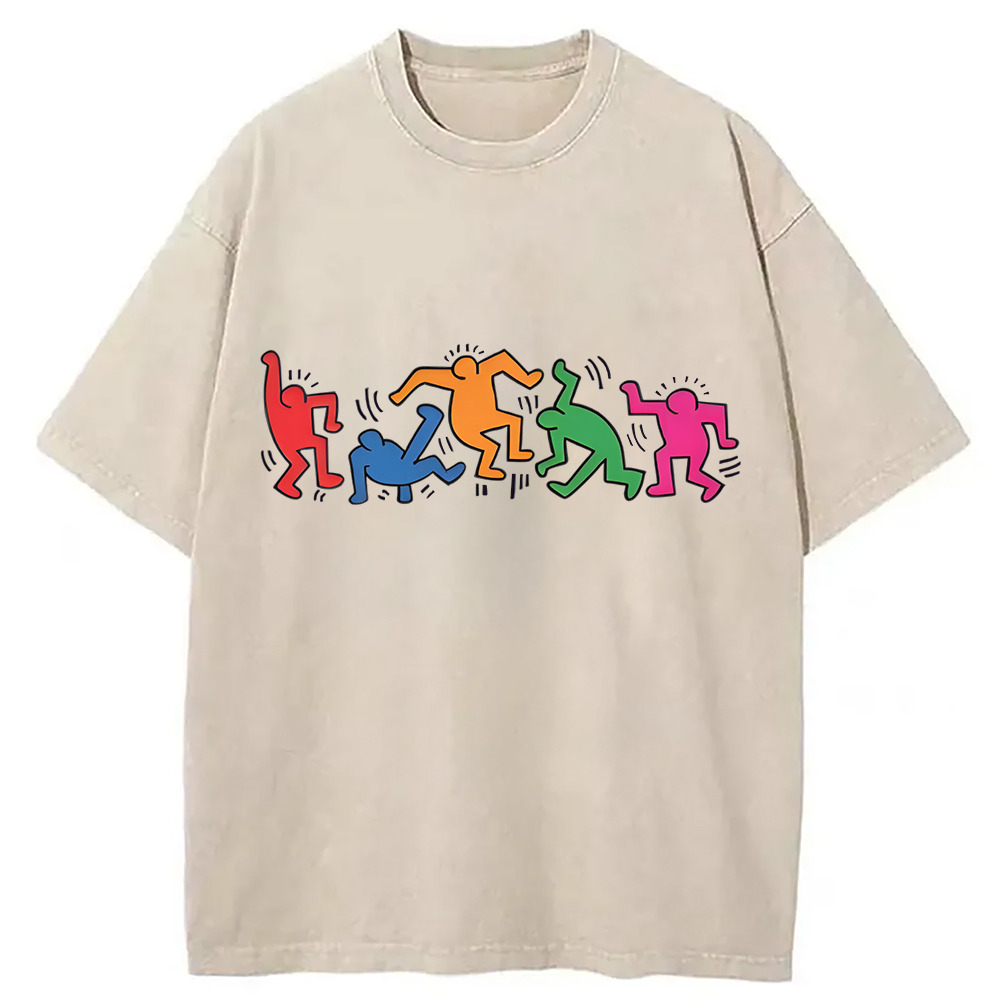 Breakdancers Washed T-Shirt Retro Humor Graphic Top Gifts For Best Friend