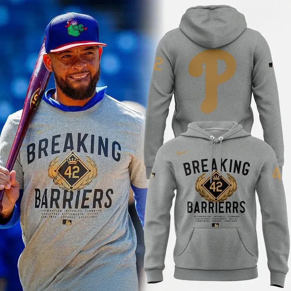 Breaking Barriers Jackie Robinson 42 Phillies Nike Hoodie Best Gifts For Baseball Lovers