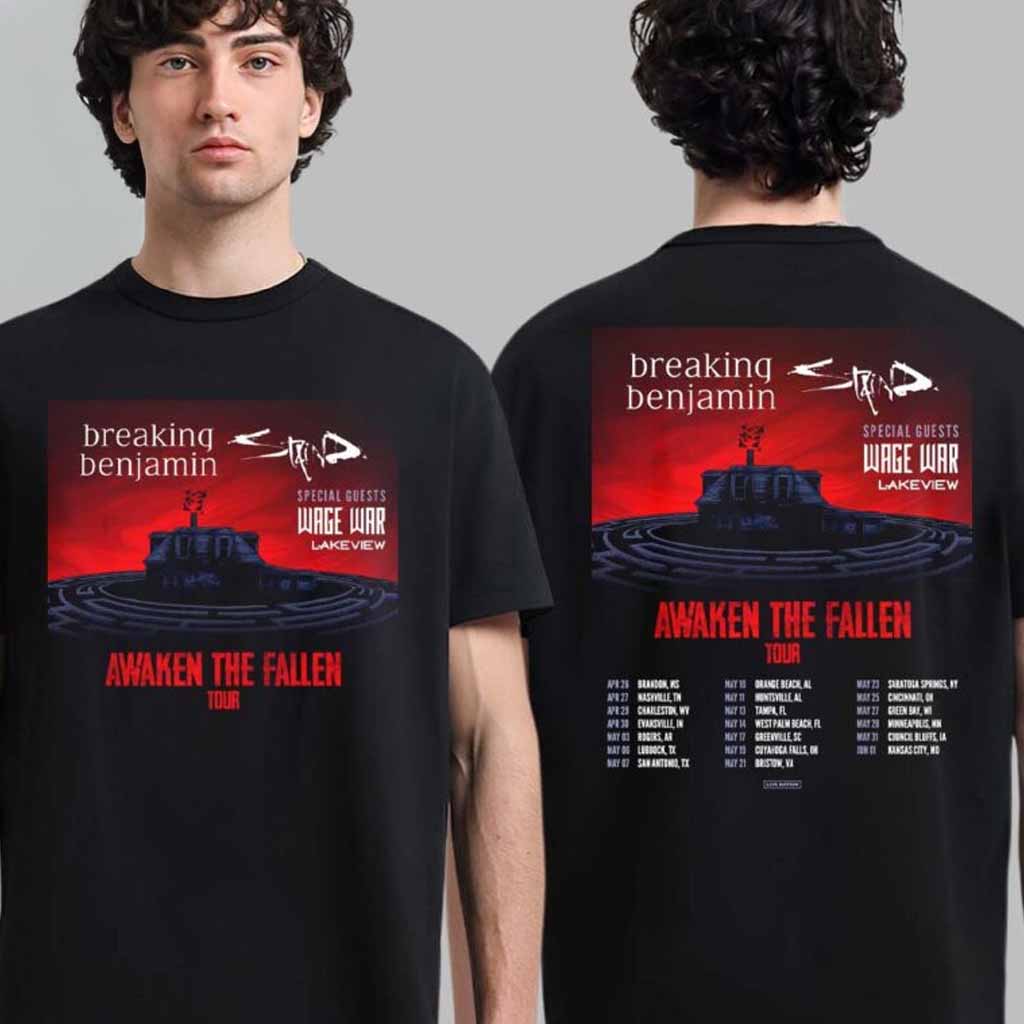 Breaking Benjamin Awaken The Fallen Tour 2025 Schedule Tour Date List T-Shirt Fan Merch Music Lovers Gifts Breaking Benjamin Awaken The Fallen Tour 2025 Schedule Tour Date List T-Shirt Fan Merch Music Lovers Gifts