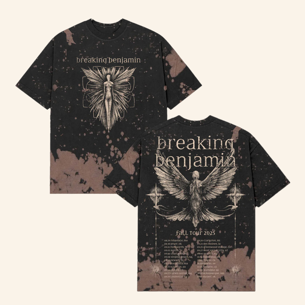 Breaking Benjamin Merch Angel Dye Fall Tour T-Shirt Christmas Gifts For Rock Fans