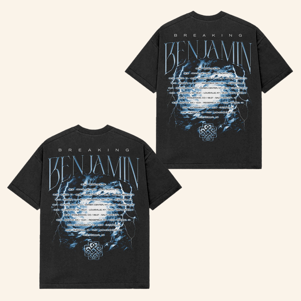 Breaking Benjamin Merch Lightning Tour Wash T-Shirt Christmas Presents For Him Breaking Benjamin Merch Lightning Tour Wash T-Shirt Christmas Presents For Him