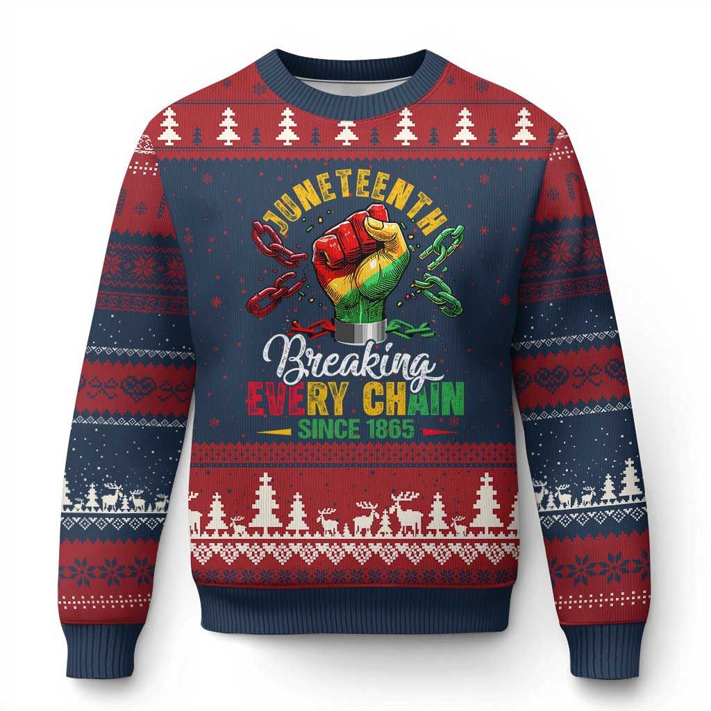 Breaking Every Chain Ugly Christmas Sweater Celebrating Black Freedom Jumper Freedom Gifts